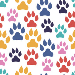 Dog track seamless pattern isolated on white background. Vector illustration.