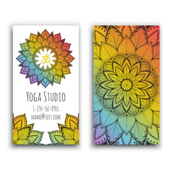 Yoga studio business card with mandala design