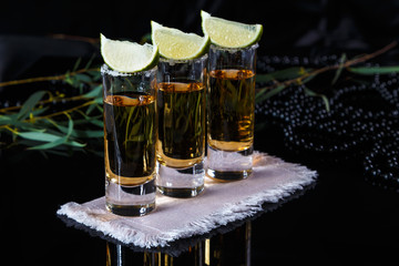 tequila gold with a slice of lime