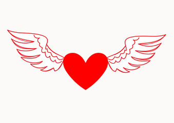 Heart with wings. Angel of love.