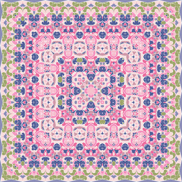 Elegant square pink abstract pattern. Can be used to design pillows, scarves, neckerchief, bandanna, cushion.