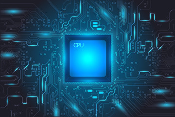 Central Processing Unit (CPU) digital tech mainboard circuit background, vector illustration EPS 10