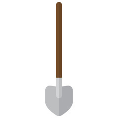 Shovel garden tool icon, vector illustration flat style design isolated on white. Colorful graphics