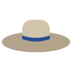 Sun hat farmer, gardener icon, vector illustration flat style design isolated on white. Colorful graphics
