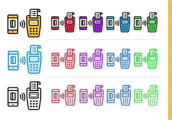 Unique linear icons POS TERMINAL of finance, banking. Modern outline icons for mobile application