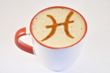 Pices symbol on a coffee