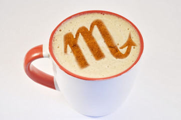 Scorpio symbol on a coffee