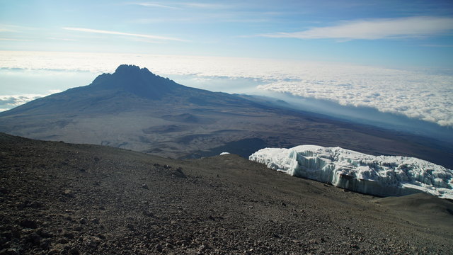 Kilimanjaro Crater and Glacier. View from Uhuru Peak  