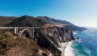 The Big Sur Coast with its rugged coastline and mountain view in California USA