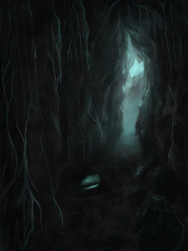 Fluorescent cave, deep inside of a mountain
