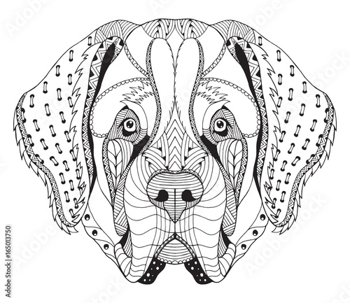 Download "Saint Bernard dog zentangle stylized head, freehand ...