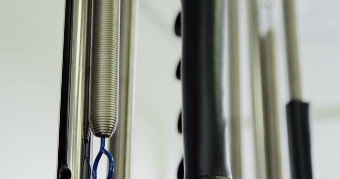 Exercise equipment in fitness studio