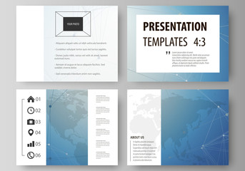 The minimalistic abstract vector illustration of the editable layout of the presentation slides design business templates. Chemistry pattern, connecting lines and dots. Medical concept.