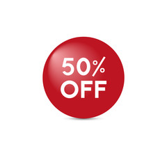 Sale tag. Fifty percent off. Vector.