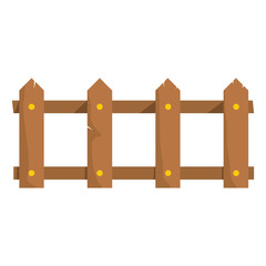 Wooden fence flat cartoon icon. Palisade vector illustration for design and web isolated on white background. Wooden fence vector object for labels, logos and advertising