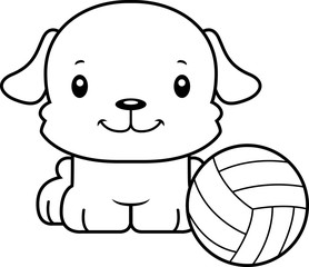 Cartoon Smiling Volleyball Player Puppy