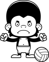 Cartoon Angry Beach Volleyball Player Chimpanzee