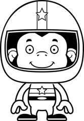 Cartoon Smiling Race Car Driver Chimpanzee