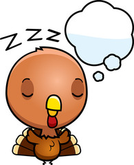 Cartoon Baby Turkey Dreaming