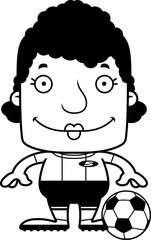 Cartoon Smiling Soccer Player Woman