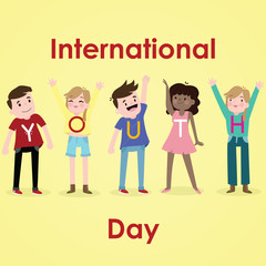 International Youth Day, 12 August. Happy and cheerful youth conceptual illustration vector.