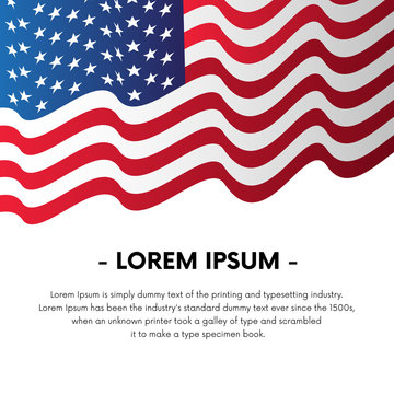 United States flag with text. Template. Vector