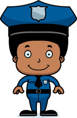 Cartoon Smiling Police Officer Boy