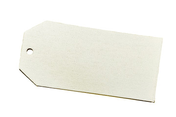 Blank decorative white fabric gift tag with hole for tie
