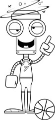 Cartoon Drunk Basketball Player Robot