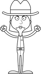 Cartoon Angry Cowboy Woman