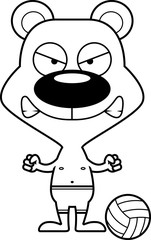 Cartoon Angry Beach Volleyball Player Bear