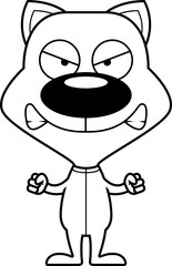 Cartoon Angry Kitten In Pajamas