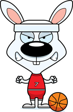 Cartoon Angry Basketball Player Bunny