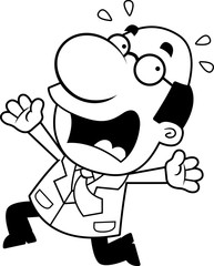 Cartoon Scientist Panicking