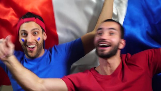 French Friends Celebrating with France Flag