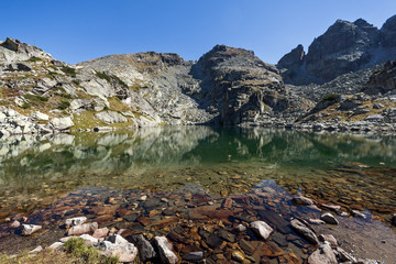 Amazing landscape of The Scary lake and Kupens peaks, Rila Mountain, Bulgaria