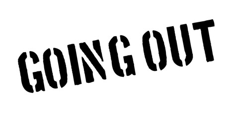 Going Out rubber stamp. Grunge design with dust scratches. Effects can be easily removed for a clean, crisp look. Color is easily changed.