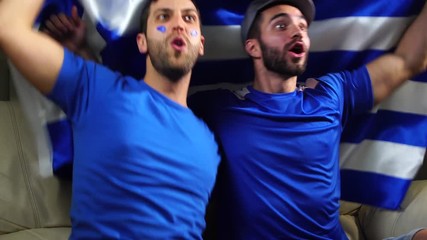 Greek Friends Celebrating with Greece Flag - Powered by Adobe