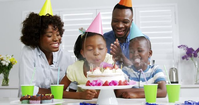 African American family celebrating birthday 