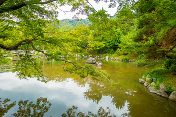 Beautiful artificial lake located in Gio disctrict at Kyoto