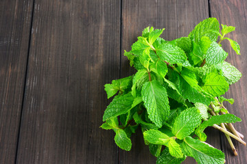 Peppermint on wooden table.