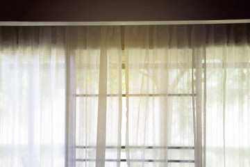 White curtain  at the door with light effect background