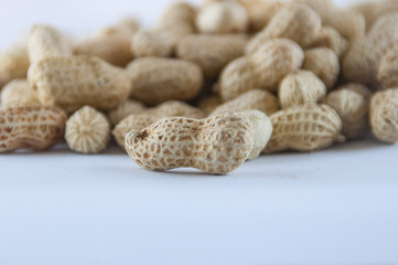 Peanuts seed. Many groundnuts in shells. Peanuts background