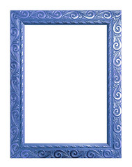 Antique blue frame isolated on white background, clipping path