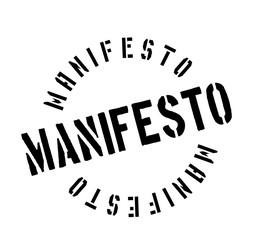 Manifesto rubber stamp. Grunge design with dust scratches. Effects can be easily removed for a clean, crisp look. Color is easily changed.