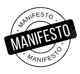 Manifesto rubber stamp. Grunge design with dust scratches. Effects can be easily removed for a clean, crisp look. Color is easily changed.