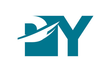 PY Negative Space Square Swoosh Letter Logo