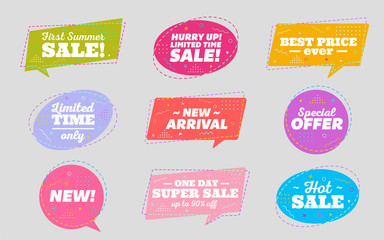 Fototapeta premium Big Set of Trendy Sale Geometric Bubbles. Flat Shapes.