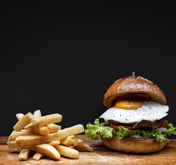 Hamburger Fries Food Meal Savory