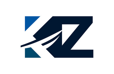 KZ Negative Space Square Swoosh Letter Logo